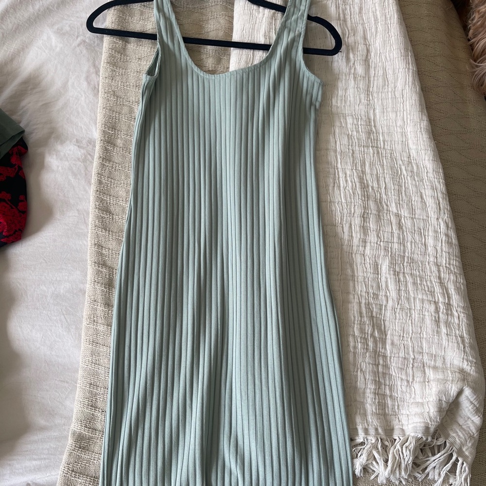Mint green body con ribbed dress